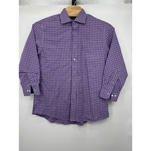 Ralph Lauren Mens Button Down Long Sleeve Slim Fit Shirt Purple Gingham 17-32/33 - Picture 6 of 11